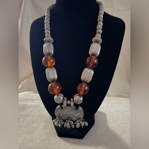 Accessocraft  NYC Amber and Silver-Tone Pendant Necklace - Women Jewelry